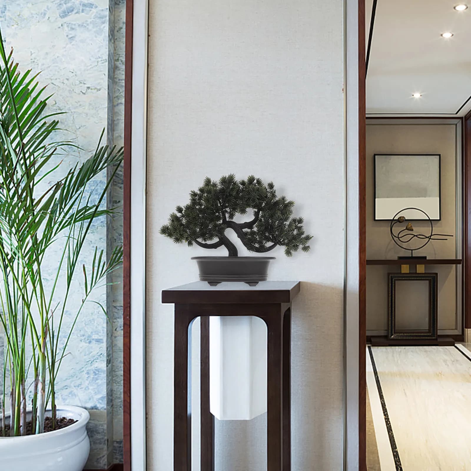 Realistic Artificial Chinese Bonsai, Fined Pine, Welcome Bonsai for Home and Office Furniture, Feng Shui Symbol, Realistic Vase Plant
