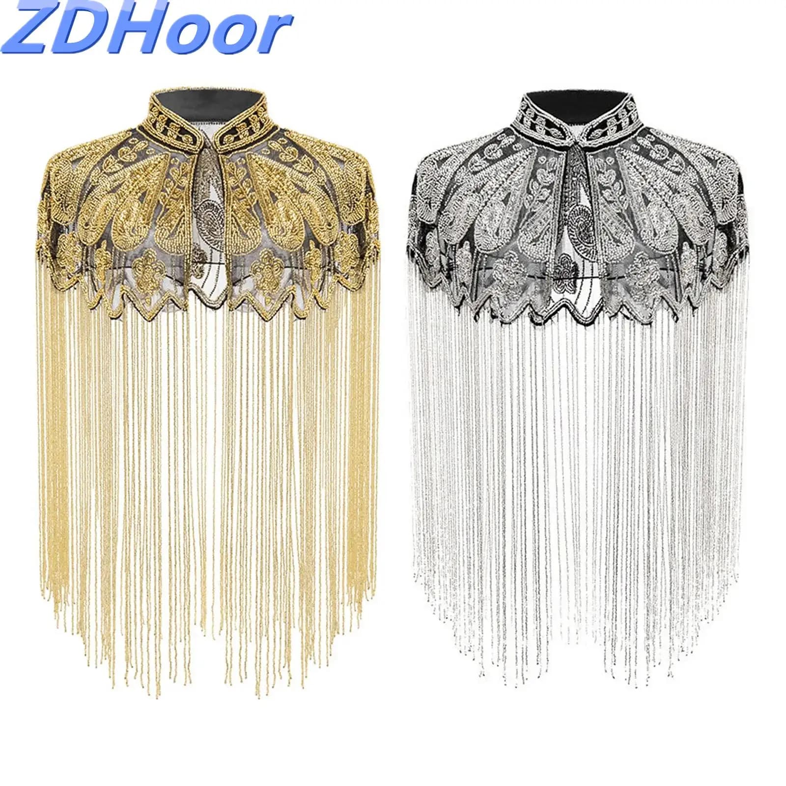 Sequins Beaded Evening Cape Women Fringed Shawl Wraps Flapper Dresses Art Decor for Wedding Party
