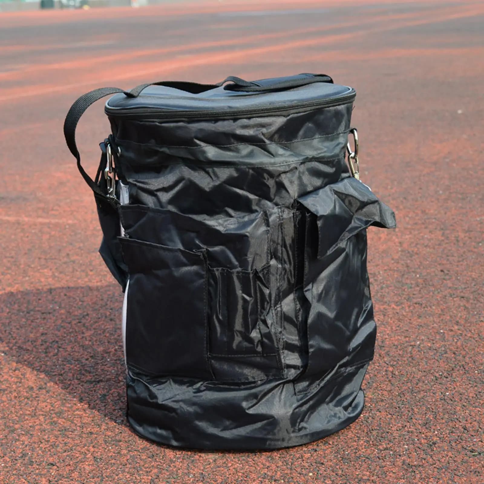 Borsa per palline da tennis robusta, 36 palline morbide, organizer multifunzionale, cestino per pickleball, nylon nero