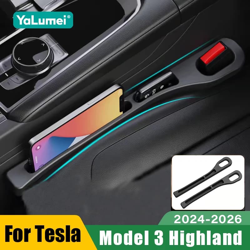 For Tesla Model 3 Highland 2024 2025 2026 Car Seat Gap Filler Lateral Stitching Spine Support Phone Accessories