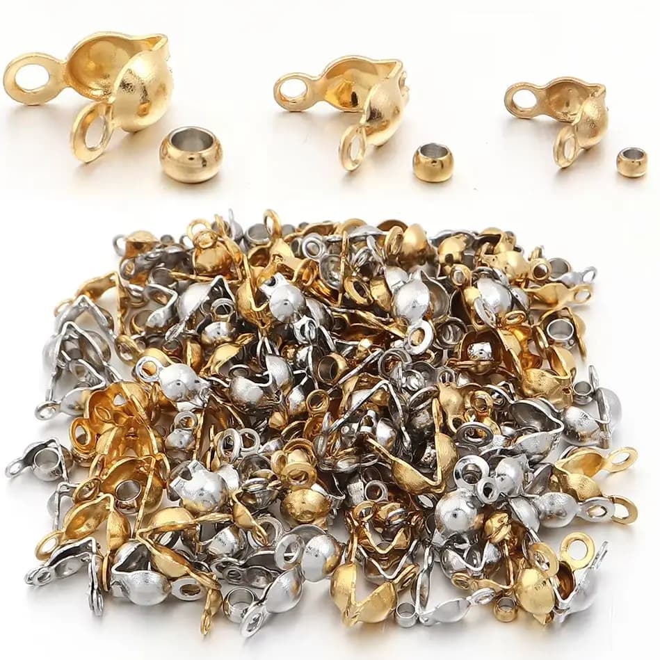 Kit di 40-200 Pezzi di Connettori in Acciaio Inox, Chiusure e Perline per Creazione di Gioielli Fai-da-Te, Accessori per Bracciali e Collane
