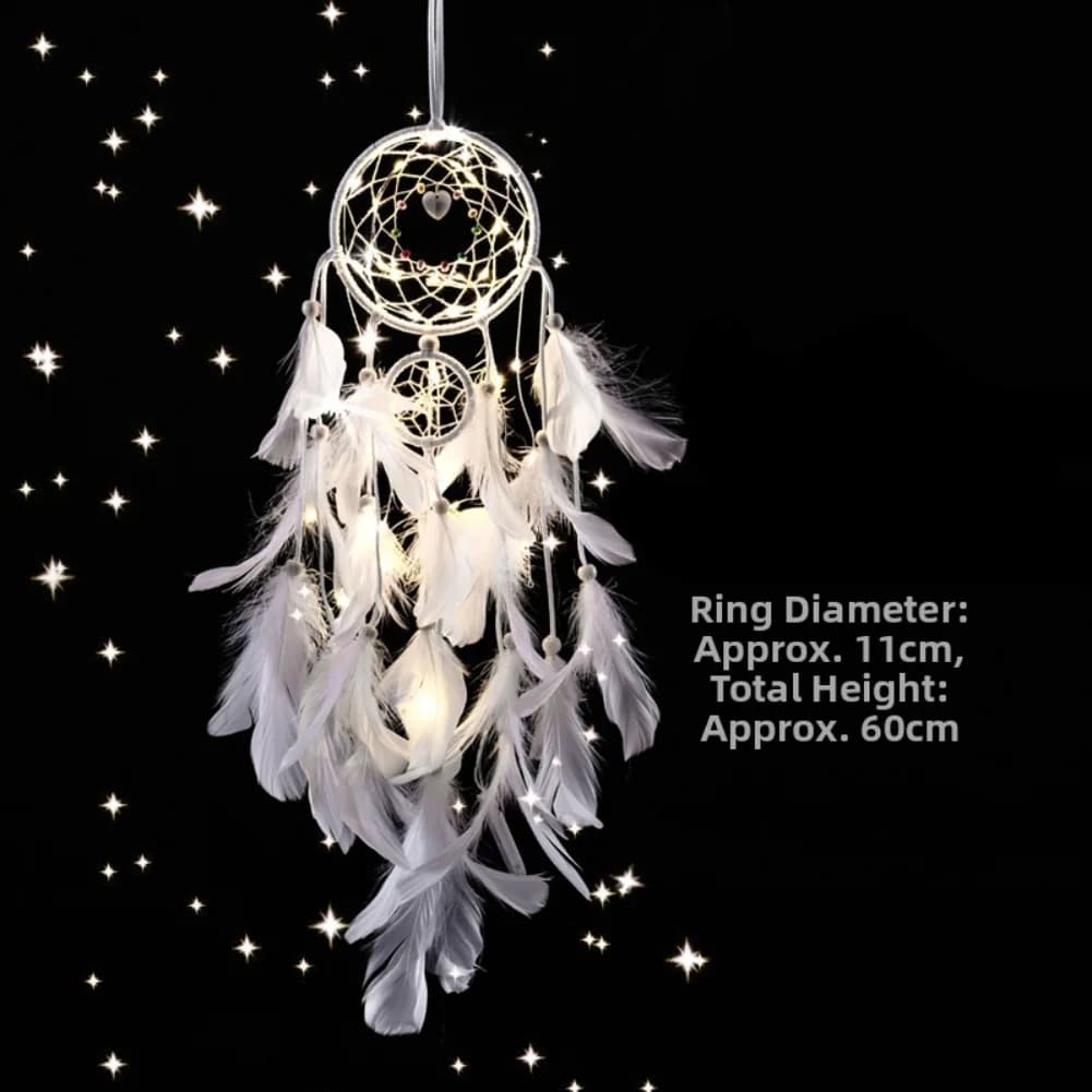 Dreamcatcher Wind Chime with Pearls and Real Feathers Handmade Catching Net for Enhancing Room Decor and Serenity