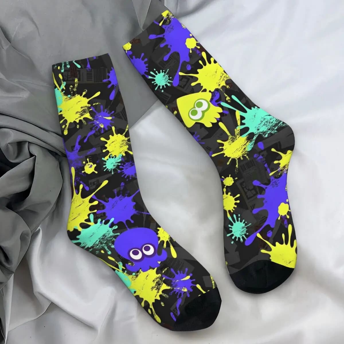 Calzini Rainbow Splatoon Calze gotiche per videogiochi Calzini da uomo antiscivolo autunnali Calzini da corsa medi morbidi stampati