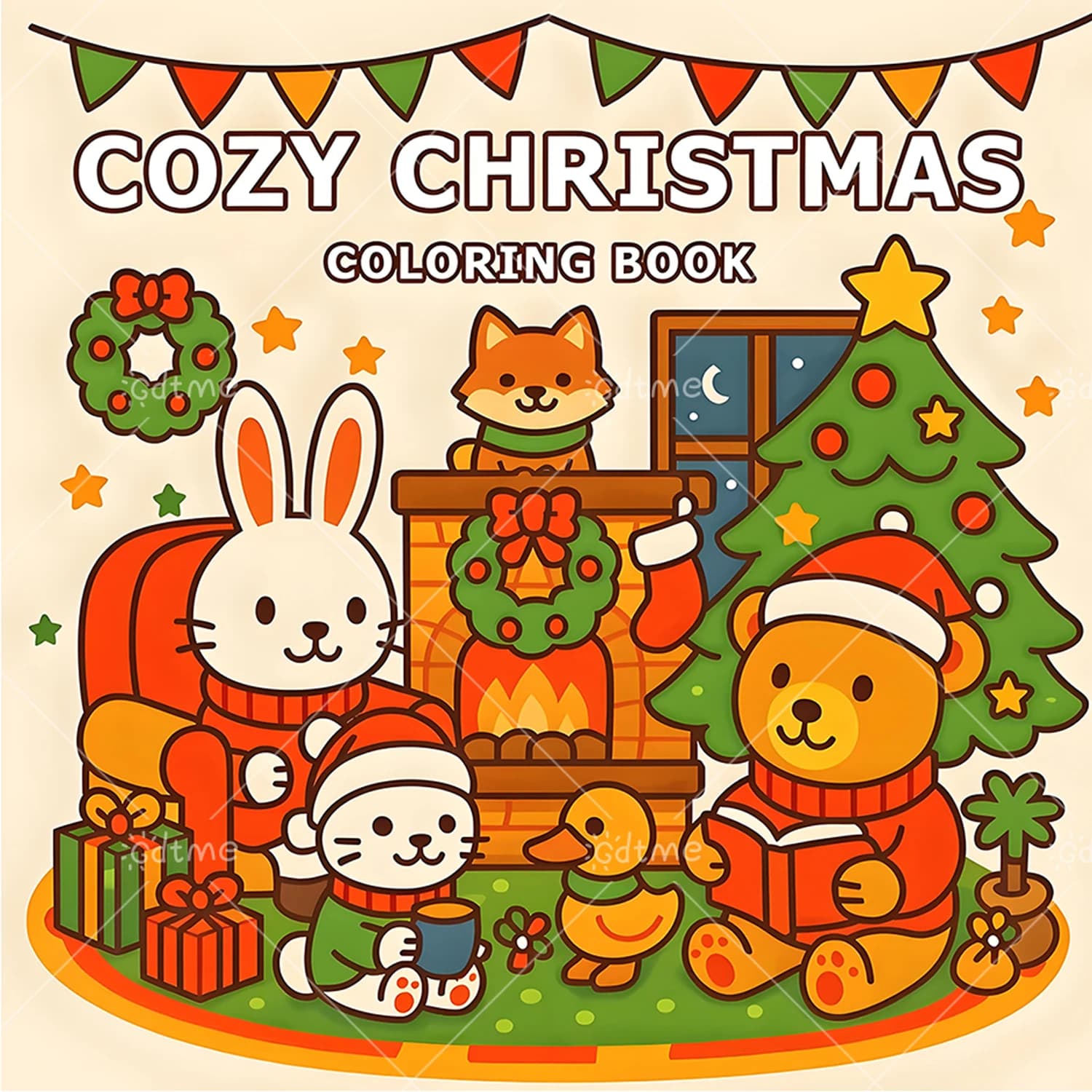 COZY CHRISTMAS Coloring Book -Thick Paper for Adults Teens - Stress Relief Creative Cute Drawing Book DIY Gift Idea