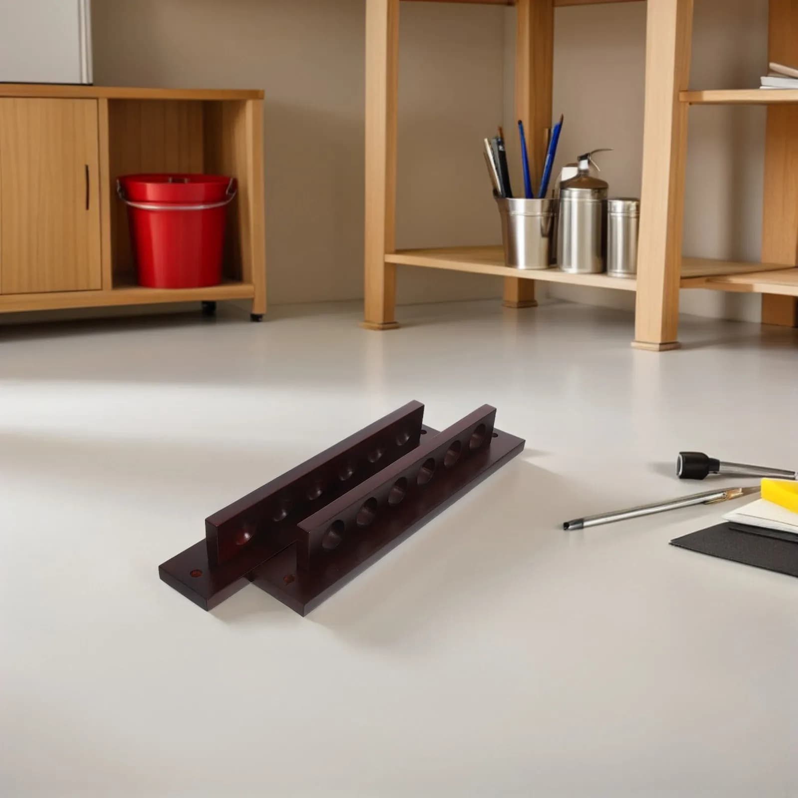 Portastecche da Biliardo a Parete in Legno Massello, Organizzatore a 6 Fori a Forma di T per Stecche da Biliardo