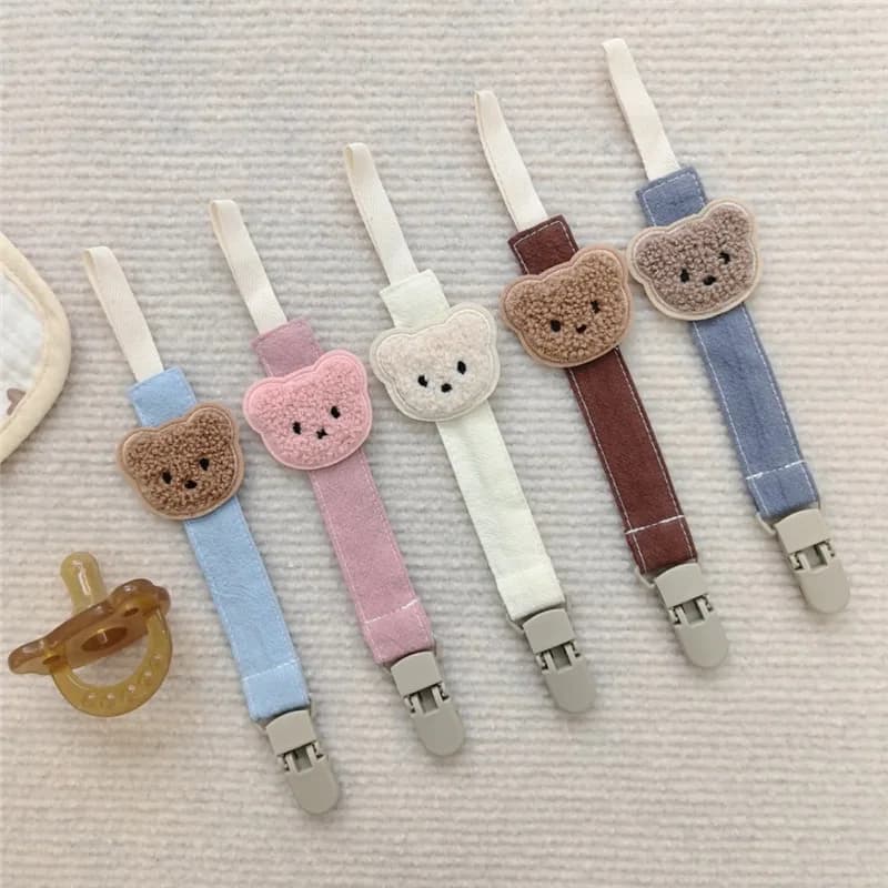 Nuovo tessuto simpatico orso catena ciuccio per bambini cartone animato nodo clip legare corda anti caduta catena cinturino giocattolo catena ciuccio