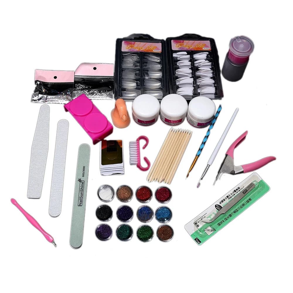 diLOVE diSet Professional Nail Tools: Acrylic Liquid, Glitter Powder, Primer, Lima, Brushes and Accessories for Nail Art