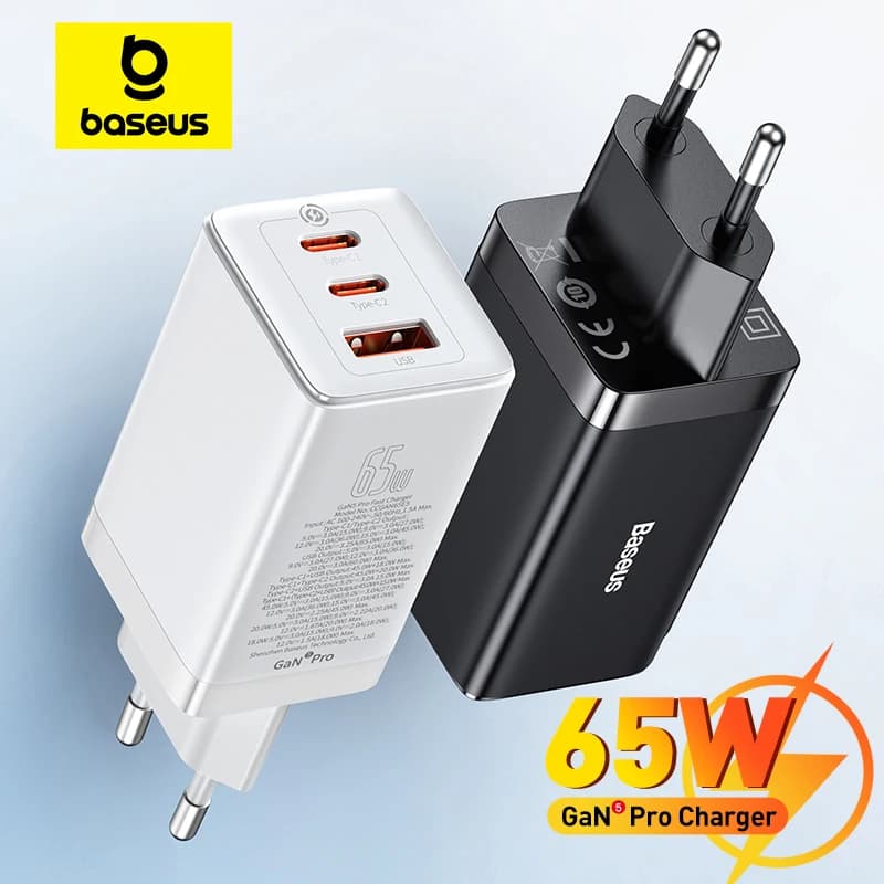 Baseus 65W GaN Charger Quick Charge Type C PD QC Charger USB Charger Portable Fast Charger For Laptop iPhone 17 16 15 14 13 Pro