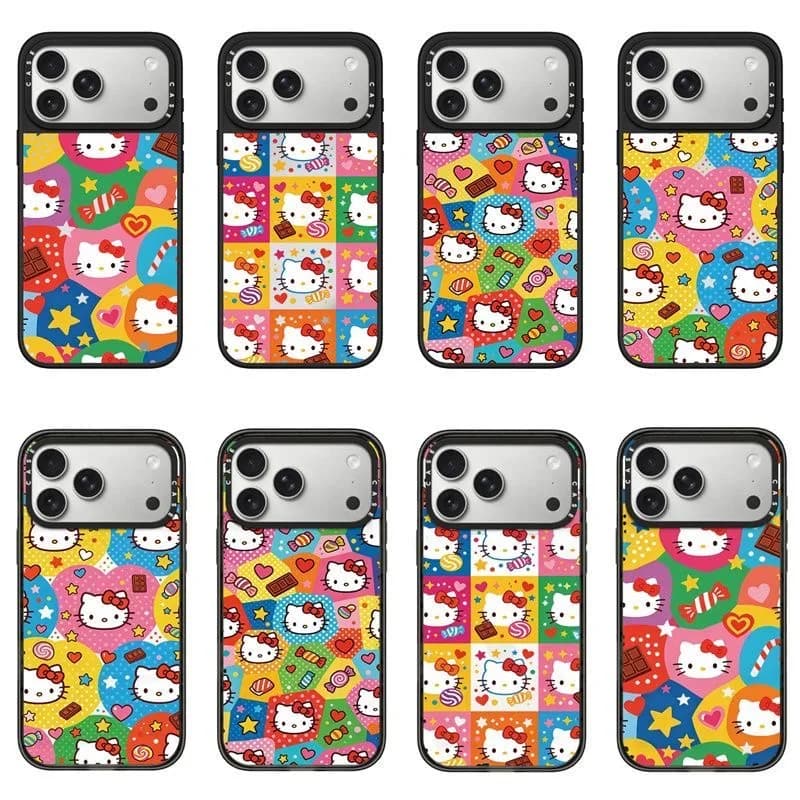 Snack KT Hello Kitty stickers, cartoon cute phone case for iPhone 17 Pro Max, shatter-resistant for iPhone 16 Pro.