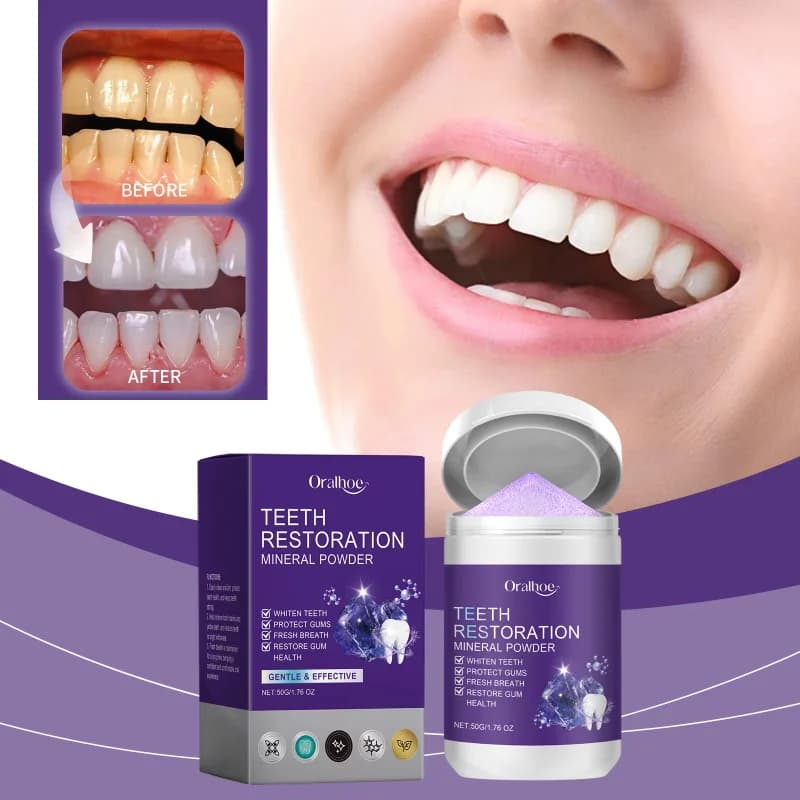 Polvere Viola Sbiancante per Denti, Pulizia Orale, Anti-Carie, Rimuove l'Alito Cattivo, Rafforza le Gengive, Rinfresca, Dentifricio Sbiancante