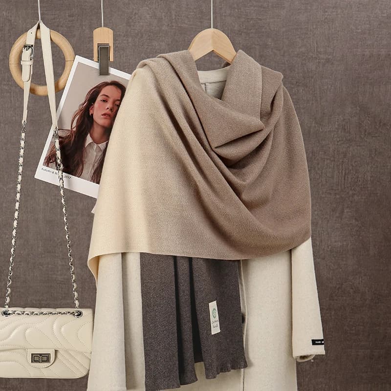 Nuovo 2024 Sciarpa di Cachemire Gradiente Donne Nappa Ombre Scialle Inverno Caldo Coperta Sciarpe di Spessore Pashmina Foulard Femminile Silenziatore