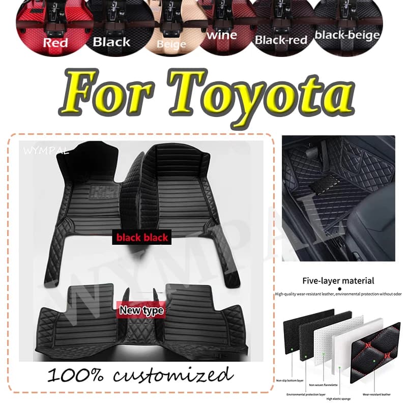 Luxury Custom Car Mats for Toyota FJ Cruiser Crown Verso Aygo Hilux Yaris Auris Corolla Cross Tundra Car Mats Complete cushions