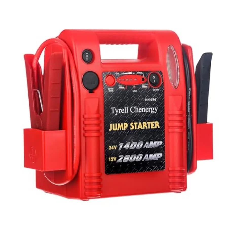Avviatore di Emergenza 12V/24V 2800/1400 Amp di Picco, Box Avviamento Rinforzato con Cavi di Avviamento in Rame Puro, Doppie Porte USB e DC per Batteria Auto
