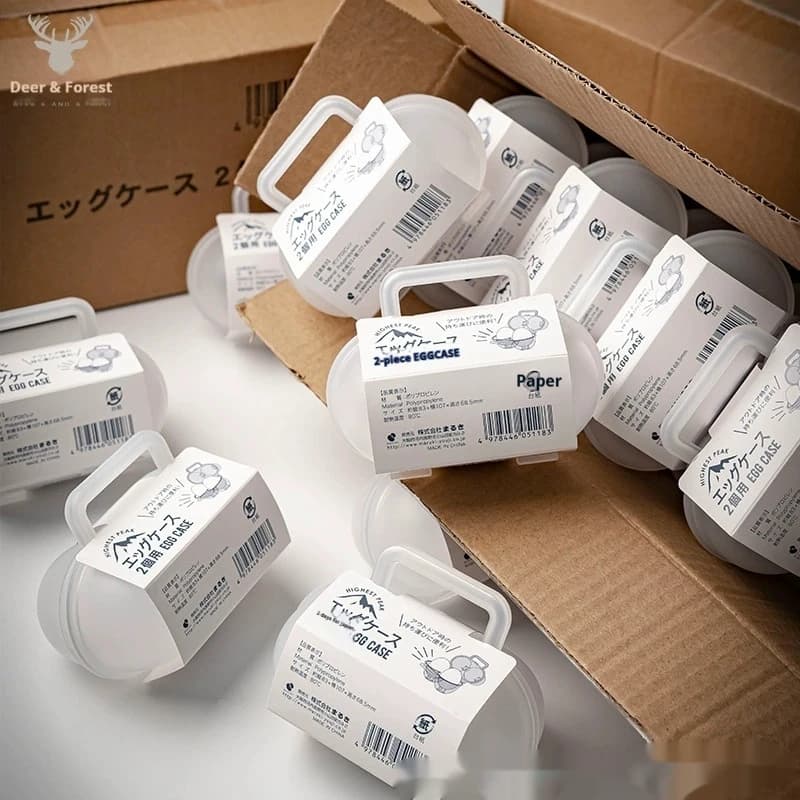 Contenitore per uova in plastica Simplicity a 2 scomparti, antiurto, infrangibile, portatile, con moschettone per campeggio e picnic all'aperto