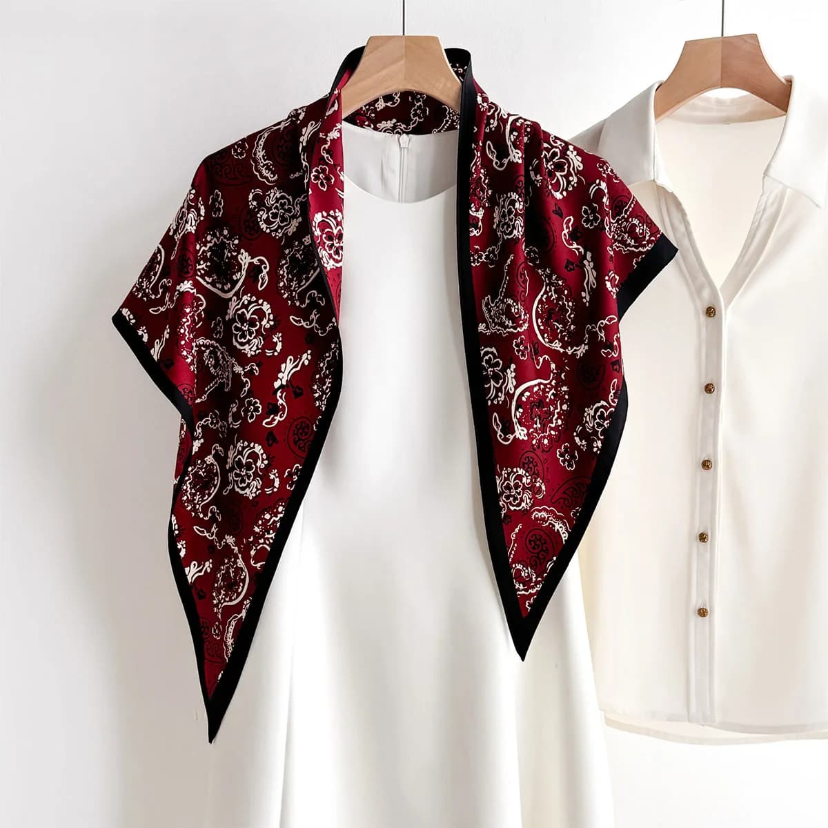 New Triangular Twill Scarf for Women, Paisley Scarf, Hairband, Floral Print, Hijab, Bandana