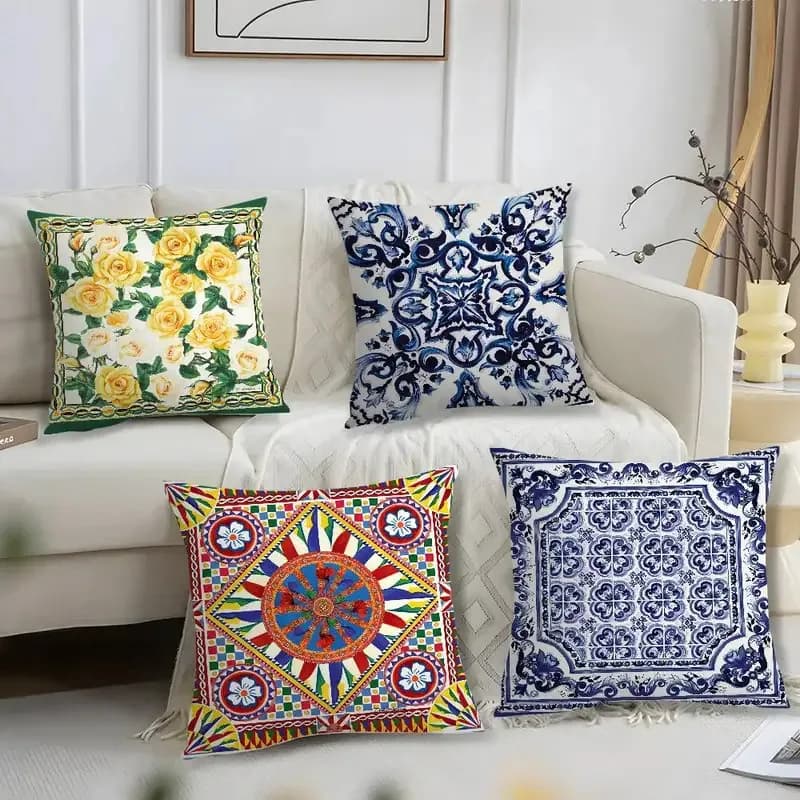 VIKAMA Fashionable printed cushion cover, short-haired, for sofa, bedroom, square headboard pillowcase, home decoration