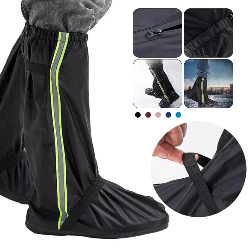 Copriscarpe impermeabili 1 paio copriscarpe riutilizzabili antiscivolo per stivali da pioggia con cerniera e riflettore abbigliamento antipioggia per escursionismo pesca