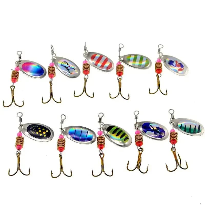 10pcs/Set 3.5g Metal Spoon Spinner Fishing Lure Artificial Bait Kit With Tackle Box For Freshwater Saltwater