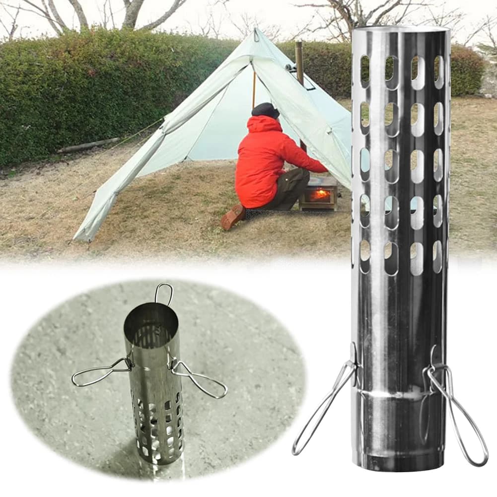 Spark Arrestor Stove Pipe Stainless Steel Camping Tent Stove Exhaust Pipe Extension Chimney Tube Wood Stove Accessories