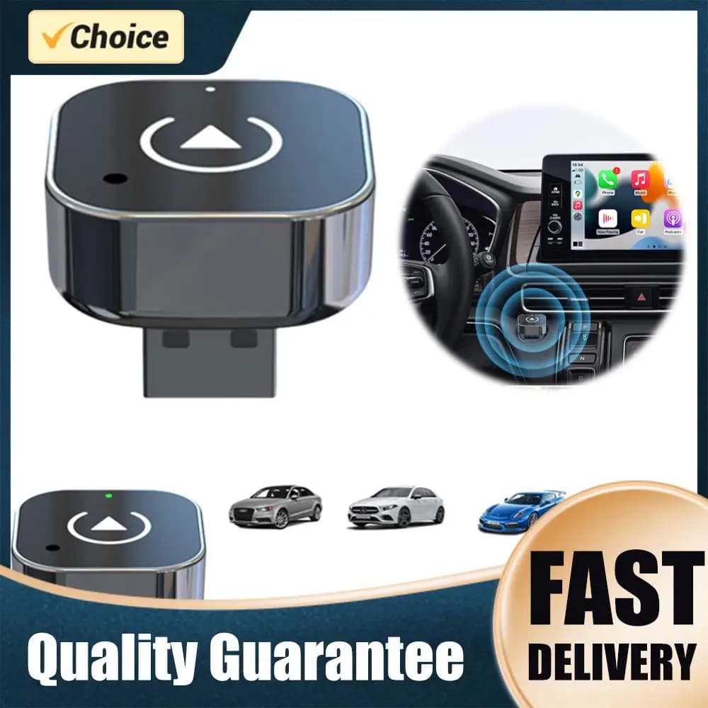 Wireless 2 in 1 Adapter for CarPlay and Android Cars, Smart USB Dongle with Automatic Plug & Play Connection for iPhone and Android on Auto with Factory Wired System