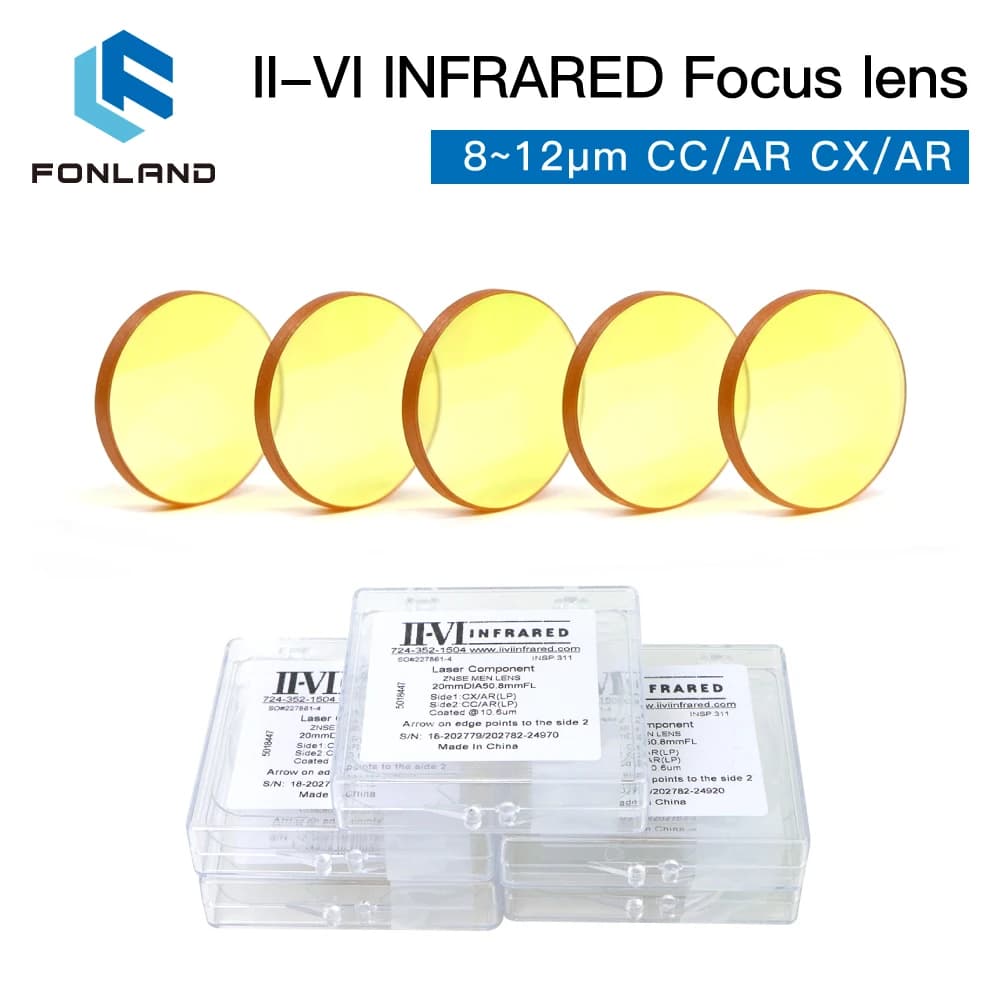 1/3/5/10PCS II-VI INFRARED CO2 Laser focus lens Dia.20mm FL 38.1 50.8 63.5 76.2 101.6 127 190.5mm For CO2 laser cutting machine