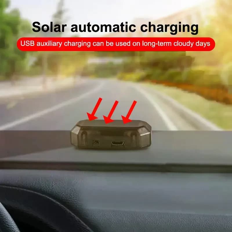 Car Mini LED Solar Power Warning Light Night Security Simulated Alarm Wireless Anti-Theft Caution Lamp Strobe Dummy Alarm Lamp