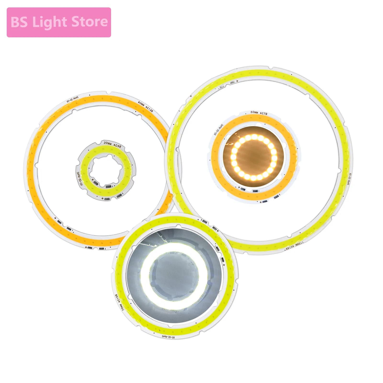 Anello LED COB da 30mm-120mm DC12V 3W-11W, sorgente luminosa a forma di angolo, luce bianca fredda e calda per lampadine fai da te
