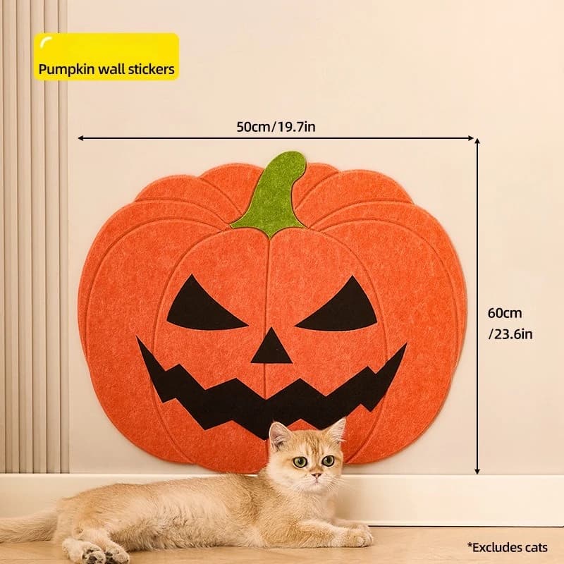 Adesivi in Feltro Autoadesivi da Parete per Tiragraffi per Gatti, Temi Natalizi e di Halloween, Tappetino Antiscivolo Durevole per Gattaioli