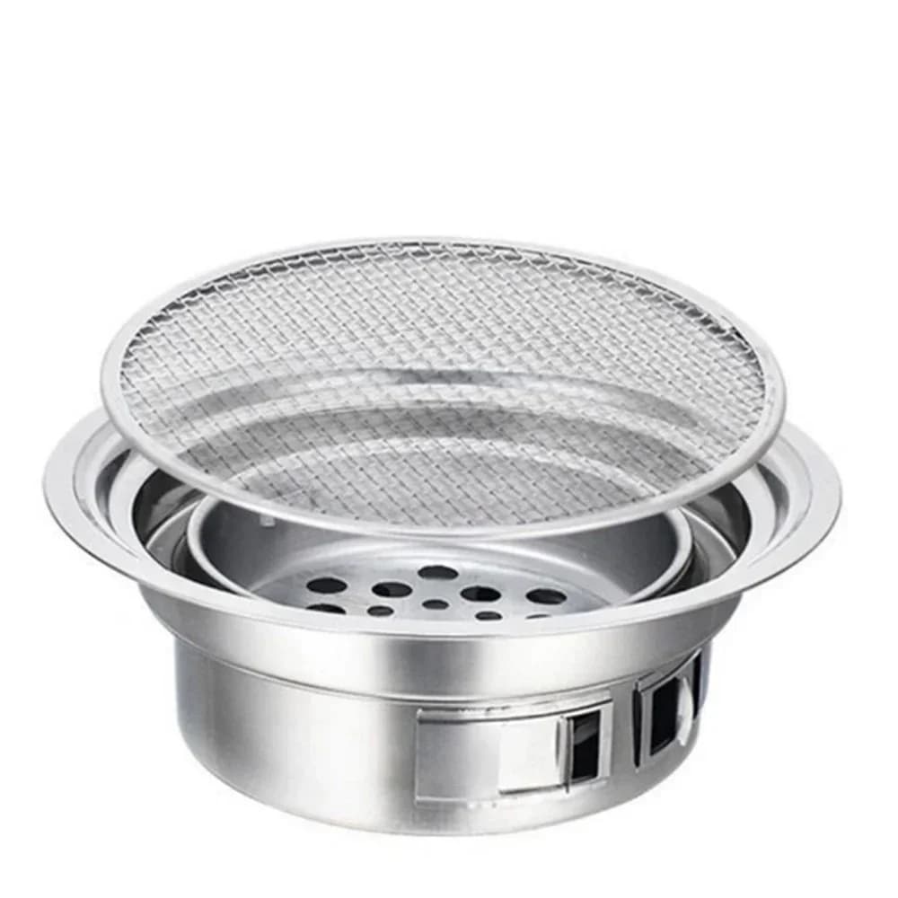 Korean Charcoal Oven BBQ Grills Stainless Steel Barbecue Stove Non-Stick Barbecue Oven Outdoor Camping Portable Charcoal Stove