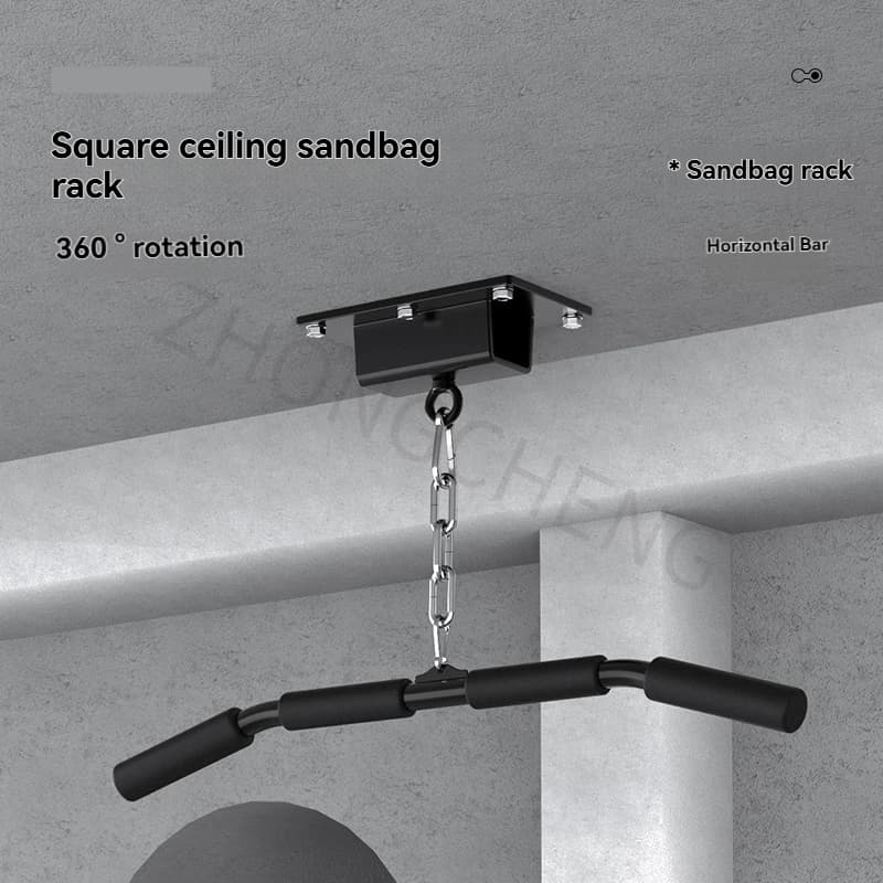 Wall mount for boxing bag, fixed boxing bag holder for domestic interior, fitness equipment hooks