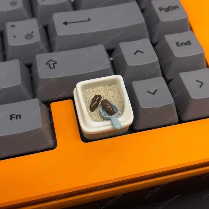 Keycap Creativo a Forma di Lettiera per Gatti, Divertente Tasto a Forma di Paletta per la Pulizia, Keycap Personalizzato per Tastiera Meccanica