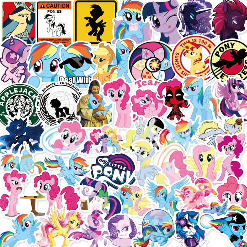 50 Pezzi Adesivi Carini a Forma di Pony, Impermeabili e Decorativi per Telefoni, Tazze, Quaderni, Ideali per Diari e Agenda