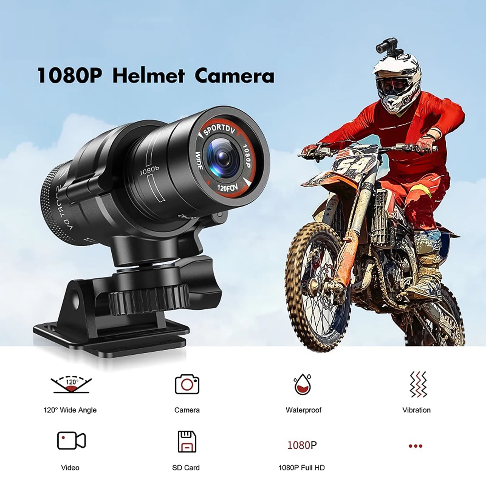 Action Camera HD 1080P Bike Motorcycle Helmet Camera Outdoor Sport DV Video DVR Audio Recorder Dash Cam For Car Bicycle