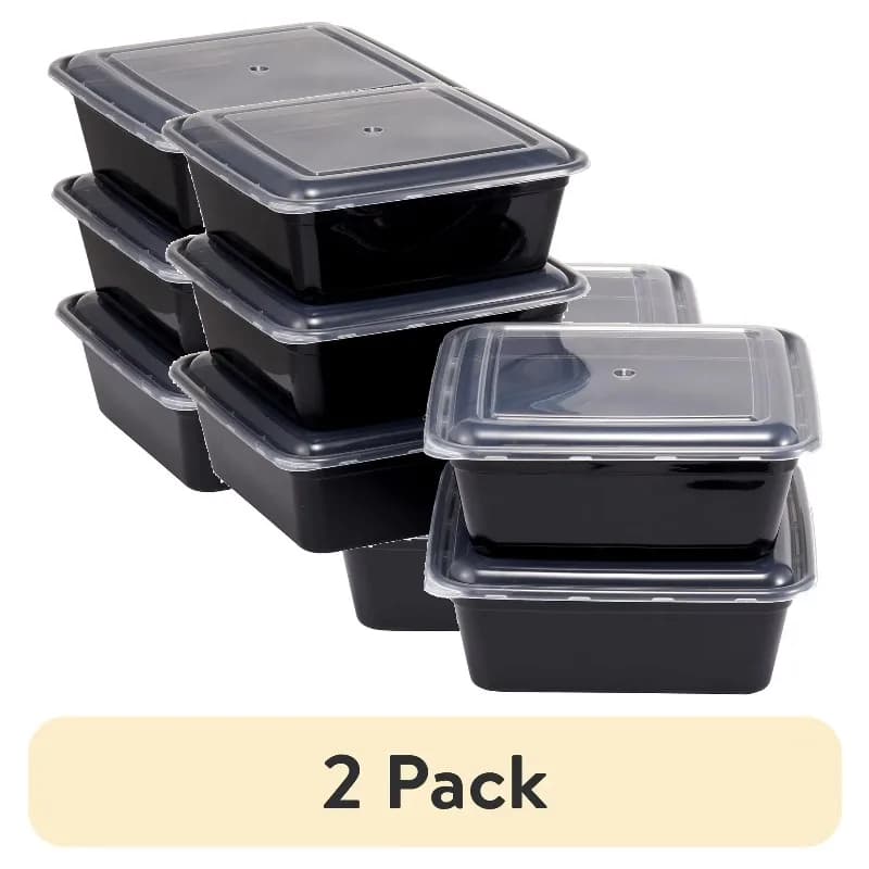 Set di 5 Contenitori Alti Quadrati per Preparazione Pasti da 8 Tazze con Coperchi, Senza BPA, Adatti per Microonde e Lavastoviglie