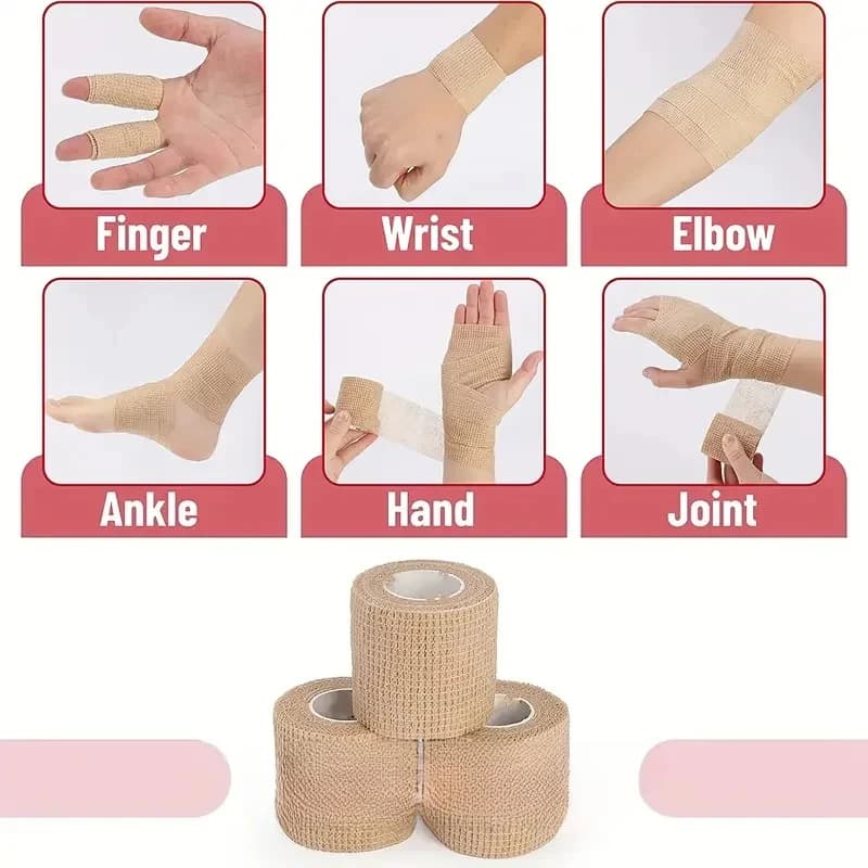 10 rotoli di benda adesiva medica elastica sportiva auto nastro beige avvolgente nastro per dita per polso caviglia adesivo di primo soccorso traspirante