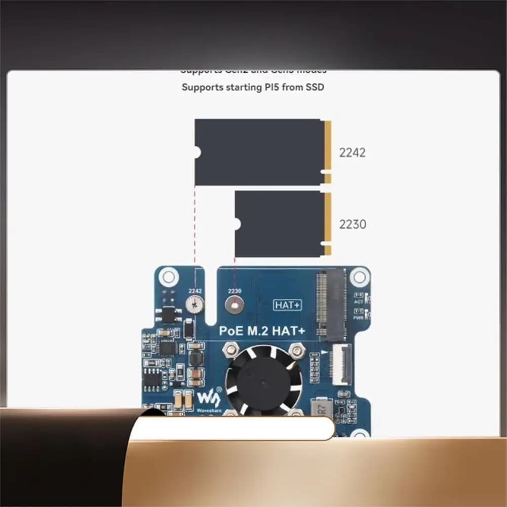 Waveshare Per Raspberry Pi 5 Pcle A M.2 HAT + Scheda Adattatore Scheda di Espansione Poe Supporta Rete IEEE802.3Af Per Rpi 5-X64A