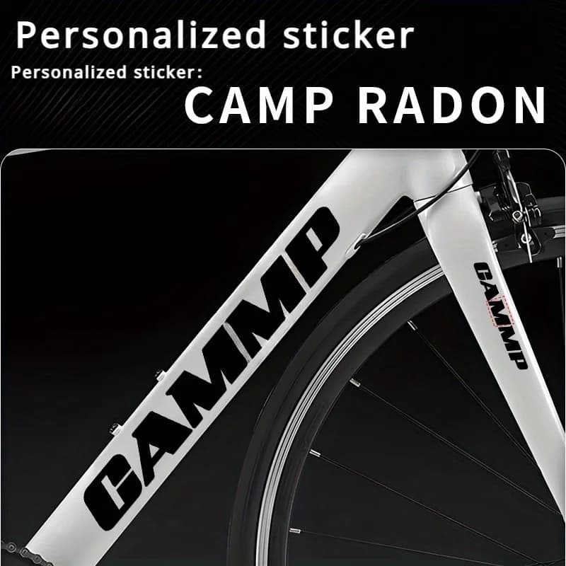 2 pezzi/set adesivi impermeabili personalizzati per campeggio, decorazioni in vinile per telaio bici da strada e casco