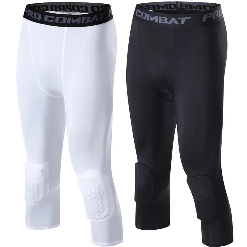 Pantaloni da allenamento al polpaccio con compressione Legging da uomo Collant da corsa Solido Basket Pantaloni da allenamento elastici in vita ad asciugatura rapida da uomo