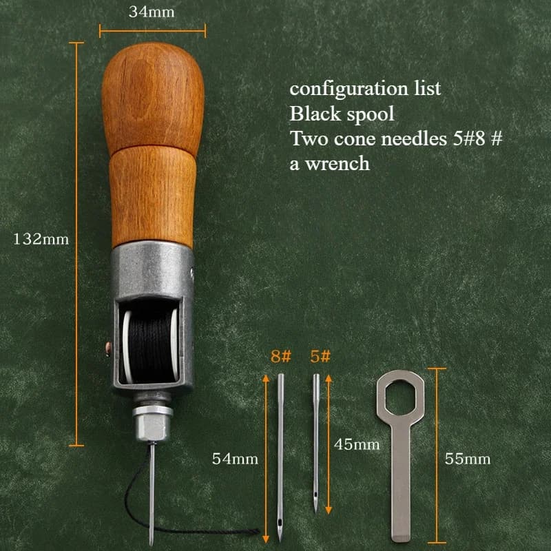 Macchina per cucire a mano perfetta per cucito fai-da-te su pelle, tela pesante, rivestimenti, materiali spessi, kit di strumenti artigianali in pelle