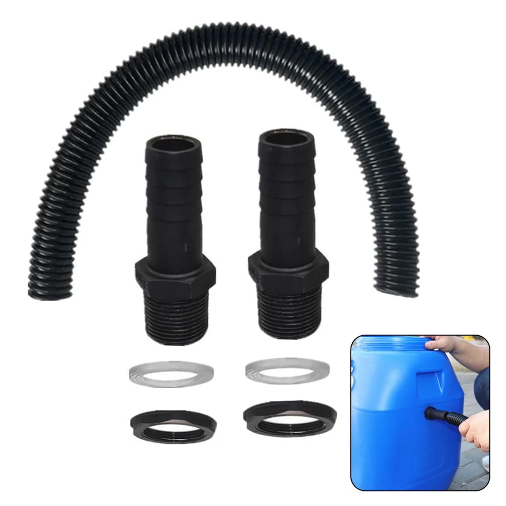 Connettore in plastica da 25 mm per barili di raccolta acqua piovana, connettore per tubi in serie, collegamento per tubi, deviatore per acqua piovana, kit di estensione per tubi, connettori per acqua da giardino