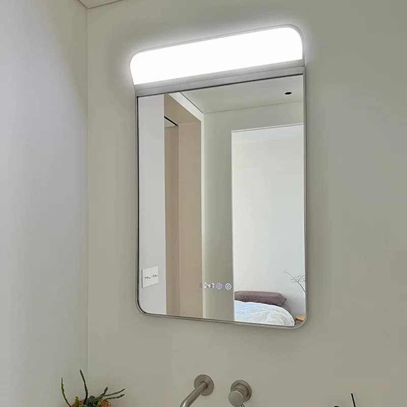 Specchio da Bagno a LED in Acciaio Inossidabile, Specchio da Parete Quadrato Moderno e Semplice per Trucco, Accessori per il Bagno