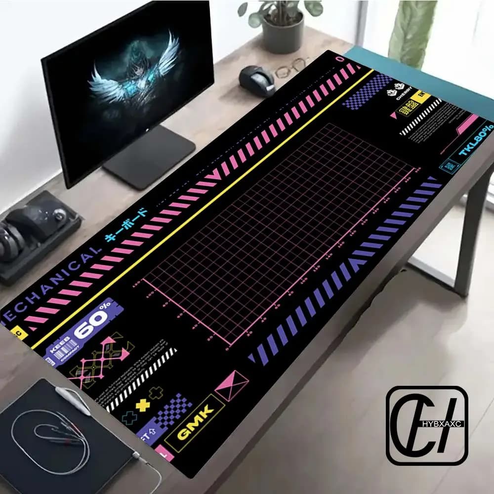 Tappetino per mouse giapponese con design artistico per tastiera meccanica, tappetino per mouse in gomma antiscivolo, adatto per ufficio e gaming