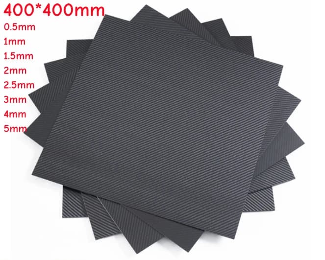 400 X400mm 0.5mm 1/1.5/2/3/4/5/6/8/9/10mm Thickness Pure Carbon Fiber Sheet Panel High Strength Light Material