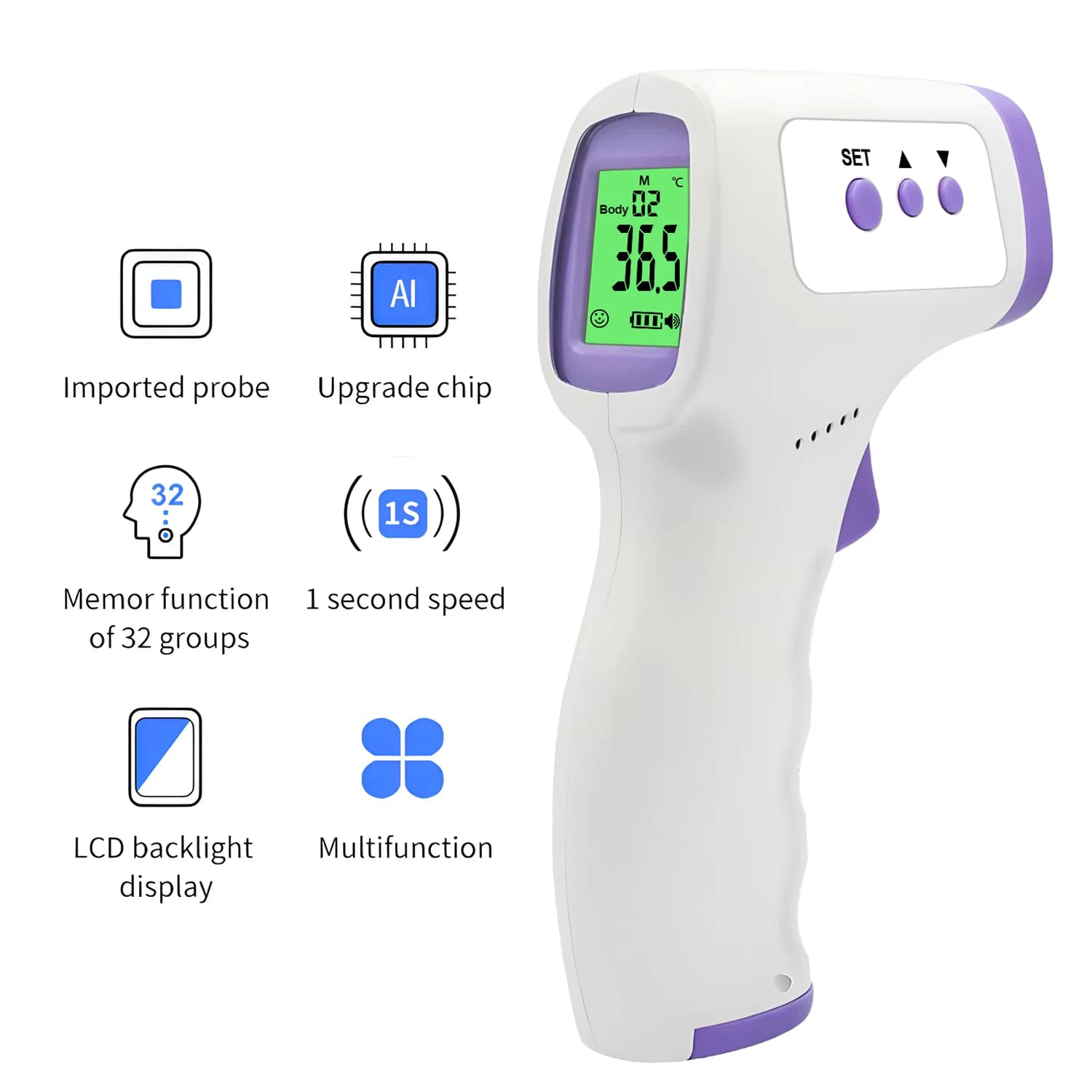 Termometro con display digitale frontale senza contatto per uso domestico Termometro auricolare laser elettronico a infrarossi