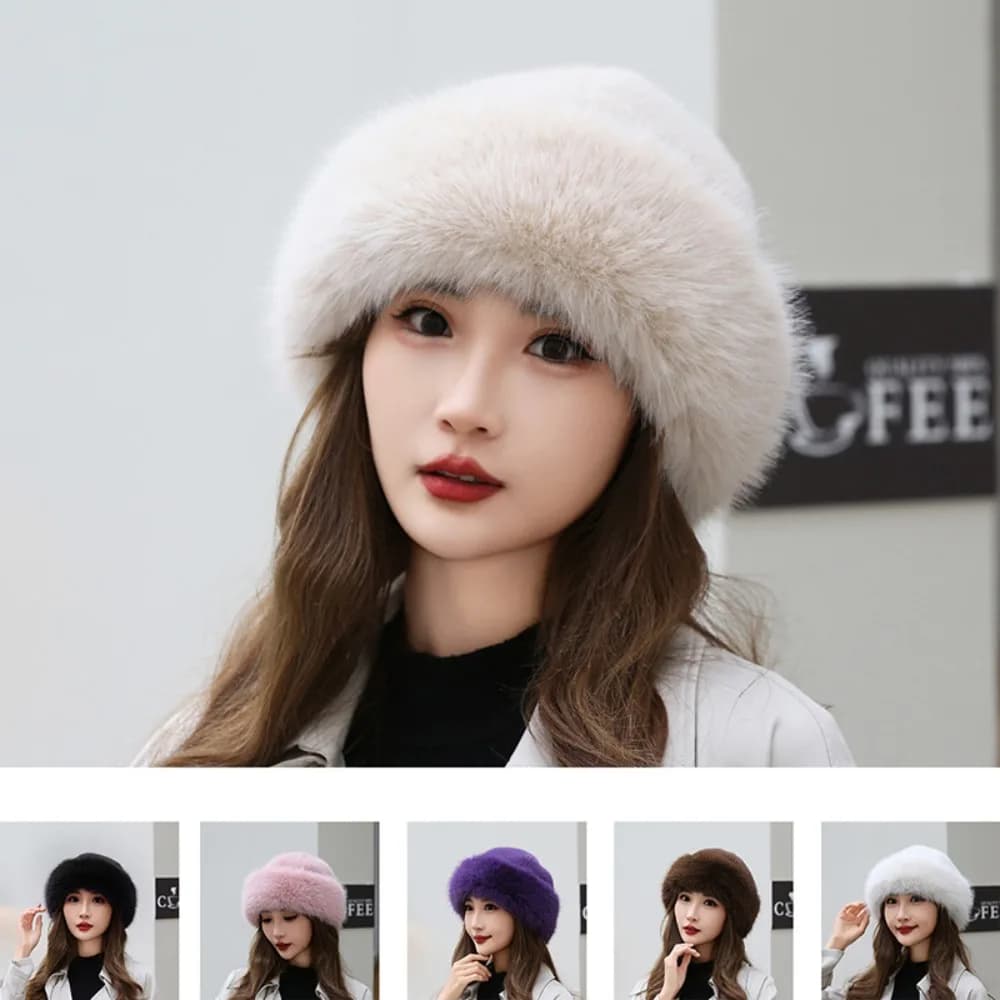 Fashion Warm Faux Fur Hat Solid Solid color Earmuffs Cap Ear Protection Cover Head Cap Winter Hat Winter