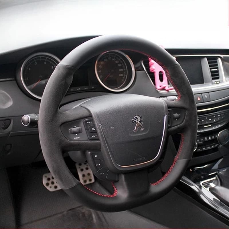 Coprivolante per auto in vera pelle scamosciata cucita a mano 100% per Peugeot 408 2014-2019 Traveller 2016-2019
