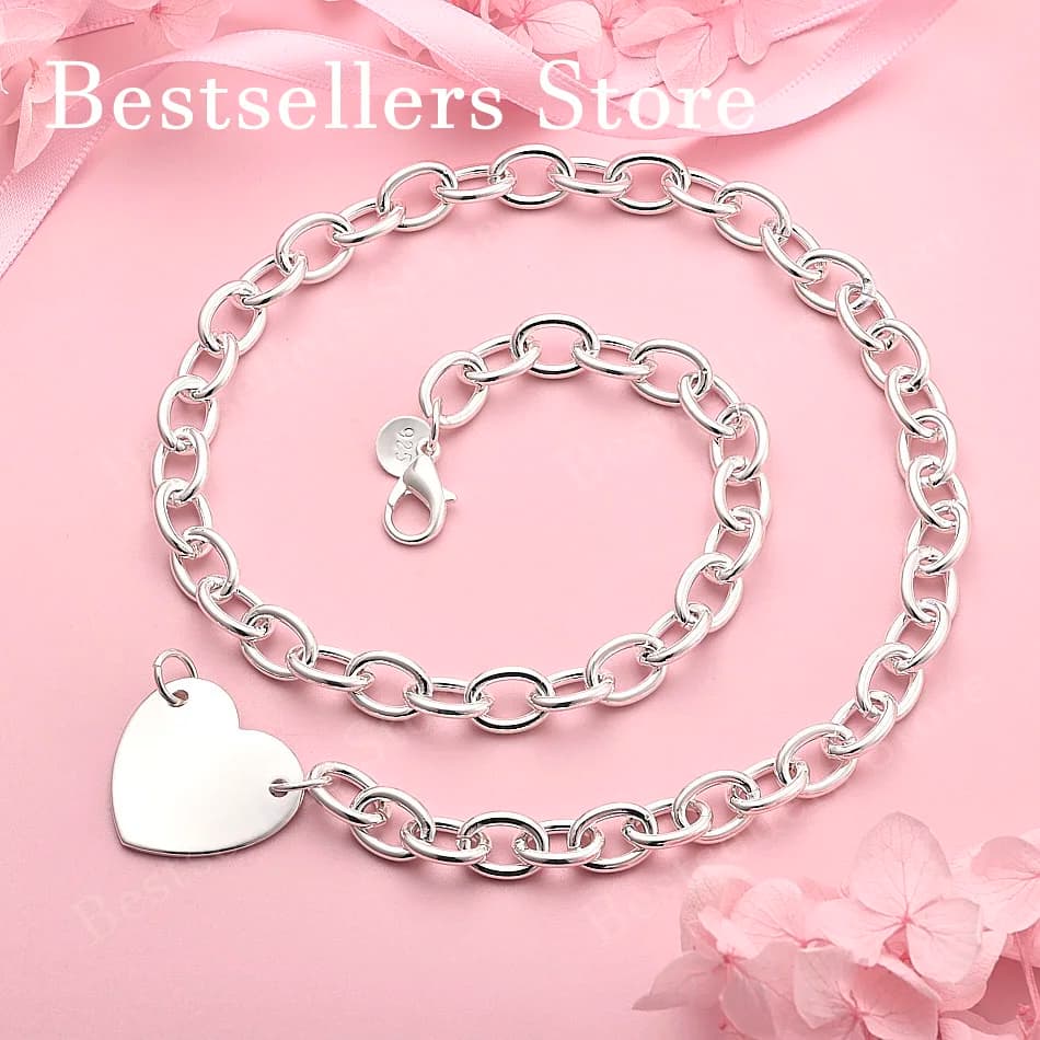 Collana con Ciondolo a Cuore in Argento Sterling 925, Gioiello Elegante e Brillante per Donna, Regalo per Feste e Matrimoni