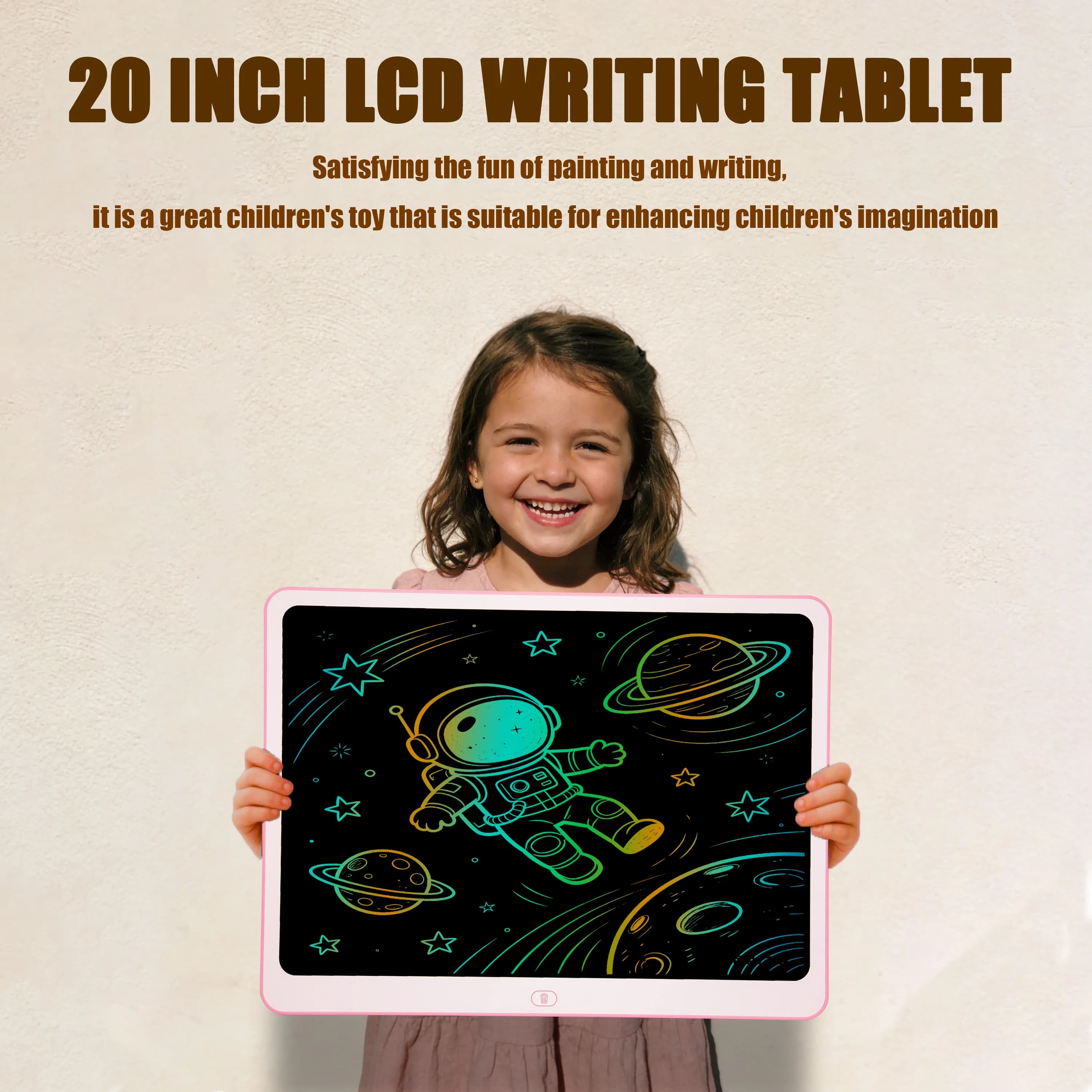 Tavoletta LCD da 20 pollici per scrittura e disegno, riutilizzabile, con protezione per gli occhi, funzione di blocco e cancellazione, regalo educativo per bambini