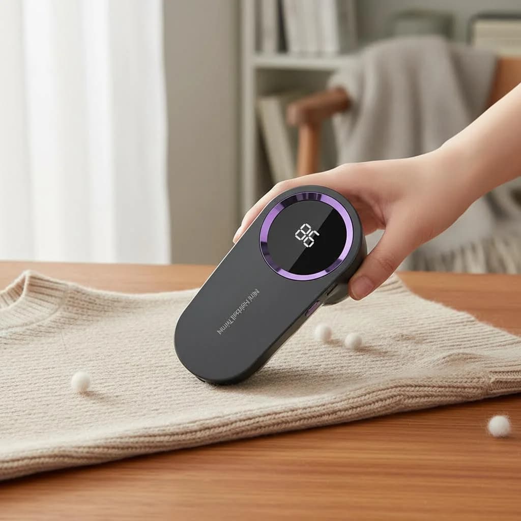 Levapelucchi Elettrico Ricaricabile USB con Display Digitale, Ergonomico per Vestiti e Maglioni