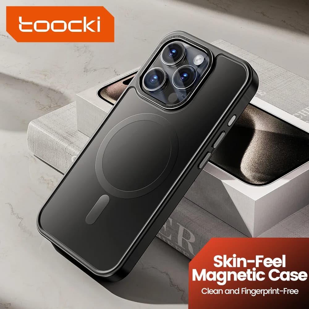 Custodia Magnetica Trasparente Toocki con Ricarica Wireless per iPhone 15 14 13 12 Pro Max Plus, Cover Morbida in TPU Antiurto